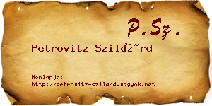 Petrovitz Szilárd névjegykártya
